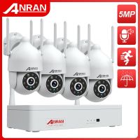 ANRAN ระบบกล้องตรวจตรา Wifi ถ่ายวิดีโอระบบกล้อง CCTV การมองเห็นได้ในเวลากลางคืนสีกลางแจ้งขนาด5MP 8CH ระบบเสียงแบบไร้สายชุดอุปกรณ์ความปลอดภัย NVR