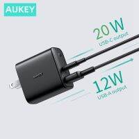 AUKEY PA-F3S Swift 32W ตัวชาร์จเร็ว2พอร์ต,สำหรับ iPhone USB C พร้อมปลั๊กพับได้ PD สำหรับโทรศัพท์