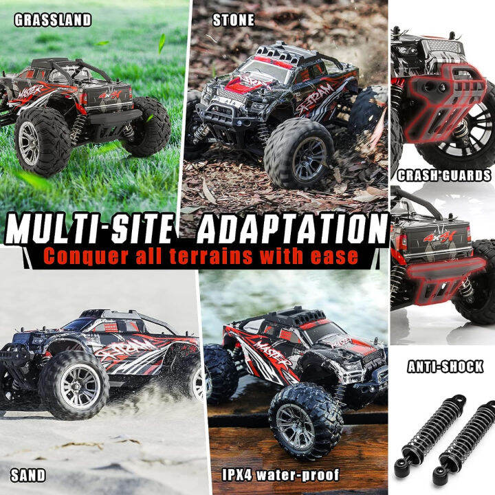 fuuy-rc-cars-for-adults-1-16-4wd-remote-control-car-max-42km-h-all-terrain-racing-rc-trucks-with-2-4-ghz-for-kids-off-road-waterproof-rc-truck-with-2-li-po-batteries-for-adults-red