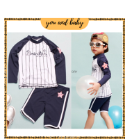 ?SALE หน้าร้อน?ชุดว่ายน้ำเด็ก ชุดว่ายน้ำ  ชุดเด็ก ลายทาง -babyandyou พร้อมส่ง