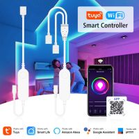 Tuya สมาร์ทไลฟ์แอป5V-24V Wi-Fi 3Pin แถบไฟ LED ไร้สาย4หมุด RGB สมาร์ทโฮมทำงานร่วมกับ Alexa Google Home