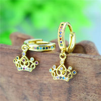 2020 New Fashion Jewelry Crown Women Classic Shining Zircon Small Stud Earrings Gold Color Ears Stud for Woman Crystal Earrings