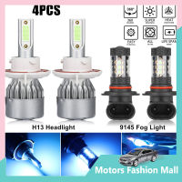 4ชิ้นไฟหน้ารถมอเตอร์ไซค์แบบ Led ชุดหลอดไฟเสริมไฟตัดหมอก HI/LO หม้อน้ำรถยนต์อะลูมิเนียม8000K ใช้ได้กับ Ford F-150 2004-2014