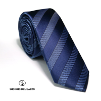 Giorgio Del Sarto Necktie Size Slim  Blue Stripe with Fabric Texture เนคไทสีน้ำเงินลายรื้วมีเท็กเจอร์