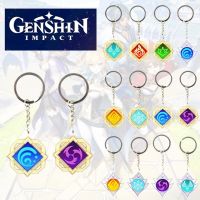 【คุณภาพสูง】14 Styles Game Genshin Impact Keychains Cosplay Pendants Keyring 7 Element Weapons Eye of God Acrylic Accessories