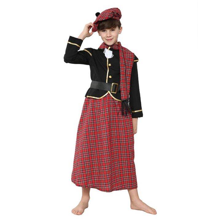 United Nations Scotland Boy UN Costume for Kids Scottish Cosplay Kilt ...