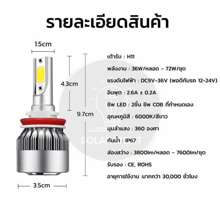 โปรโมชั่น-คุ้มค่า-หลอดไฟหน้า-led-c6-h11-ไฟหน้ารถ-ไฟledรถ-ไฟรถยนต์-ไฟled-หลอดไฟled-ไฟหน้ารถยนต์-แสงสีขาว-1คู่-ราคาสุดคุ้ม-หลอด-ไฟ-หลอดไฟตกแต่ง-หลอดไฟบ้าน-หลอดไฟพลังแดด