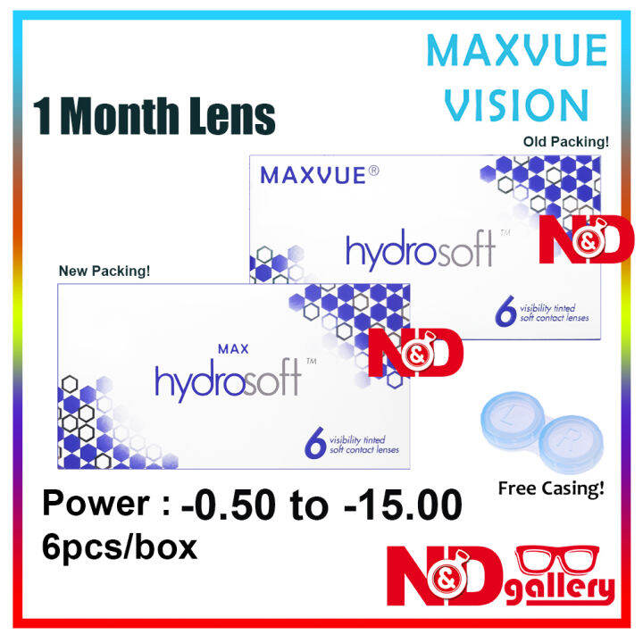 Maxvue Hydrosoft 1 Month Disposable Clear Contact lens 6pcs/Box -0.50 ...