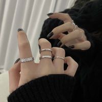 ETUALE เย็นดี 4ชิ้น/เซ็ต ปาร์ตี้ อุปกรณ์เสริมแหวน ปรับได้ ของขวัญของหญิงสาว เครื่องประดับนิ้วมือ แหวนหางผิดปกติ แหวนเปิดผู้หญิง แหวนนิ้วเรขาคณิต สไตล์เกาหลี