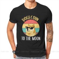 Dogecoin To The Moon Crypto Coin Classic Cryptocurrency Art Tshirt Top Cotton Oversized Crewneck Streetwear Graphic Men T Shirt