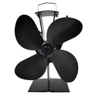 ๑ For Fireplace Wood Stove Fan Small Designed 4 Blades Heat Powered Fireplace Fans Black TP2004-4