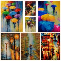 Landscape In The Rain Oil Paintings Movie Posters Retro Kraft Paper Sticker DIY Room Bar Cafe Stickers Wall Painting Drawing Painting Supplies