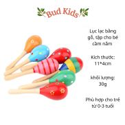 Đồ chơi xúc xắc lục lạc cho bé sơ sinh bằng gỗ âm nhạc nhiều màu Bud Kids