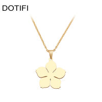 (ร้อน) dotifi สร้อยคอสแตนเลสสำหรับผู้หญิง Man Blossom ดอกไม้จี้สร้อยคอเครื่องประดับหมั้น