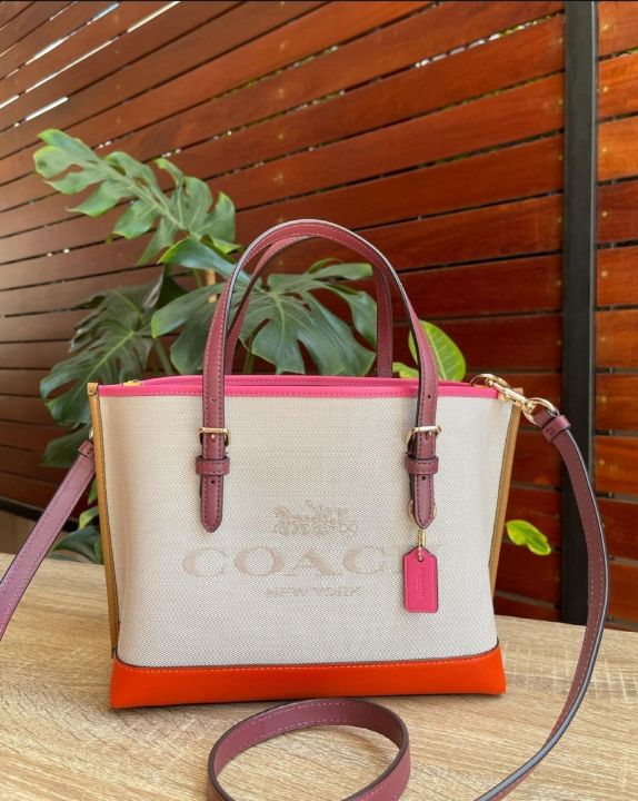 Coach C4085 Mollie Tote 25 in Colorblock Natural / Mango