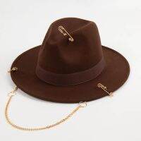 Retro Fedora Hats for Women Men Fashion Desige Pins Felt Jazz Hats Autumn Winter Elegant Wedding Formal Cap