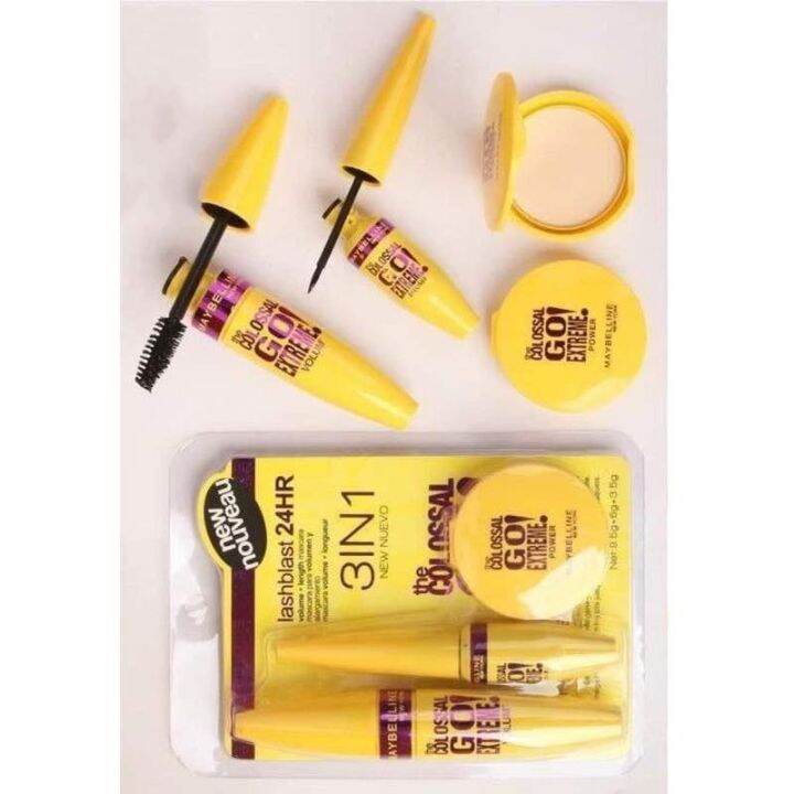 MAYBELLINE 3IN1 MASCARA EYELINER BEDAK / MAYBELINE 3in1 MASCARA