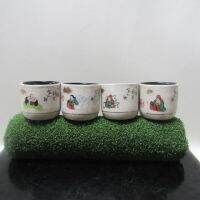 Vintage japanese kutani ware porcelain มี 4 ลาย แก้วน้ำชา