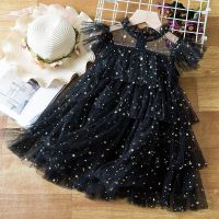 Fancy Girl Princess Dress for Carnival Wednesday Black Halloween Cosplay Costume Kids Ruffle Short Sleeve Evening Party Clothes