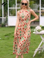 ┇▼☫ II Women 39;s Summer Casual Sleeveless Dresses Split V Neck Flowly Swing Beach Sundress A Line Midi Dress for Lady Geometric print