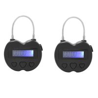2X Smart Time Lock LCD Display Time Lock Multifunction Travel Electronic Timer,USB Rechargeable Temporary Timer Padlock