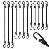 12 PCS Bungee Cords Elastic Luggage Rope with Hooks 24, 32, 40 Inches with Reliable Metal Hooks Multi Purpose Elastic Bungee Straps