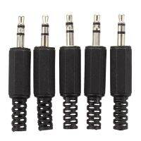 5 Pcs Black Plastic Housing 3.5mm Audio Jack Plug Headphone Connector