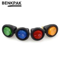 40pcs On/Off Red Orange Blue Green illuminuted Round Rocker Switch with lamp 12V 220V