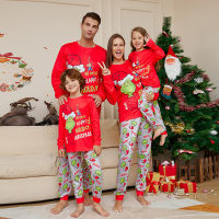 ชุดจับคู่ชุดนอนคริสต์มาสพิมพ์ลายการ์ตูนสำหรับครอบครัวคู่รักแม่ลูกพ่อแขนยาวเด็กคริสต์มาส Pjs