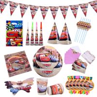 Cars McQueen Birthday Party Decorations Paper Cups Plates Racing Theme Disposable Tableware Supplies Boys Baby Shower