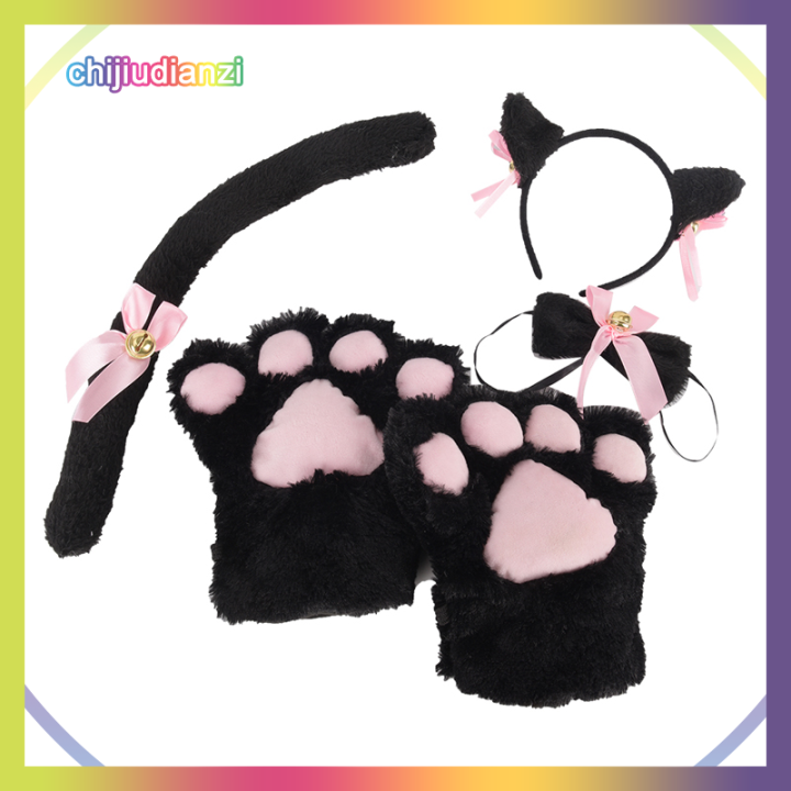 chijiudianzi-5ชิ้น-เซ็ต-cat-cosplay-costume-cat-tail-ears-collar-paws-ถุงมือชุดน่ารัก
