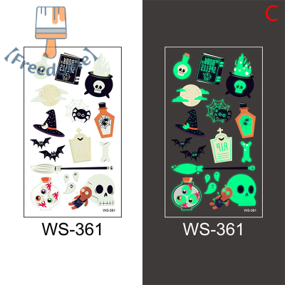 【Freedome】 สติกเกอร์รอยสักฮาโลวีนใหม่กันน้ำเหงื่อเรืองแสงสติกเกอร์รอยสัก