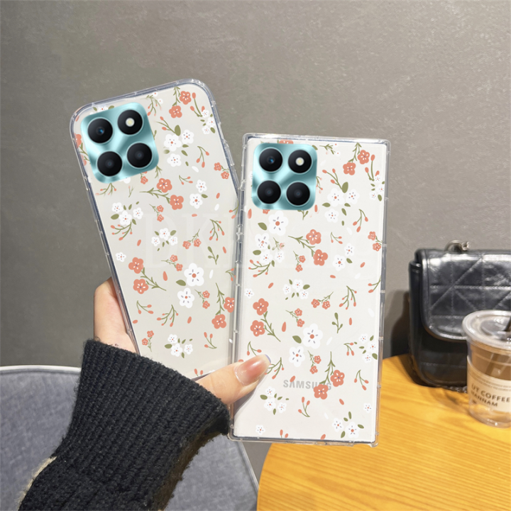 เคสซิลิโคนเคสสำหรับ-honor-นิ่มลายดอกไม้แฟชั่น2023น่ารัก-x6a-ดอกไม้และพืช-x6a-x5plus-90-5g-90-lite-70-lite-70-5g-ฝาครอบกันกระแทกแบบใสเกียรติยศ-x5พลัส