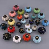 ™✈℡ 1x Ceramic Rustic Pumpkin Ceramic Knobs for Wardrobe Kids Bedroom Porcelain Handles Cupboard Knob Dresser Pulls Jewelry box Knob