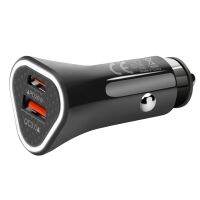 AutoAccessories YSY-313PD20W QC3.0 USB + PD 20W USB-C / Type-C Triangle Dual Ports Fast Charging Car Charger(Black)