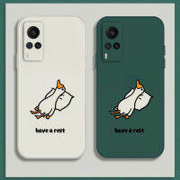 เคสโทรศัพท์ เคส Vivo X60 Pro เคสการ์ตูนน่ารักเป็ดเคสซิลิโคนเหลว Flocking ฝาครอบโทรศัพท์ป้องกัน