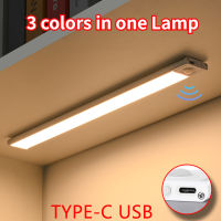 ไฟกลางคืน TYPE-C ไฟ USB Motion Sensor LED สามสีในหนึ่งโคมไฟสำหรับตู้ครัวห้องนอนตู้เสื้อผ้าแสงในร่ม