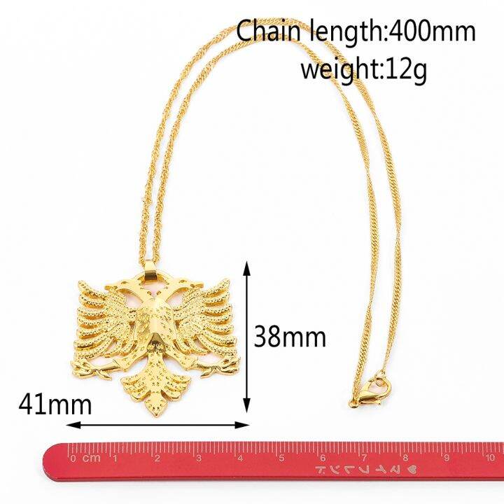 mm75-วินเทจของแข็งรัสเซียสัญลักษณ์แอลเบเนียธงอินทรีจี้สร้อยคอเสื้อแขนสองหัวนกอินทรีจี้โซ่ของขวัญชาติพันธุ์