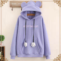 Women Solid Color Letter Embroidery Hoodies Sweatshirts With Ears Loose Hoodied WInter Long Sleeve Sweet Girl Pullovers Clothes