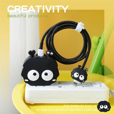 Kawaii 3D Love Coal Ball Hiu Silikon Kabel USB Pelindung Kabel Data Kabel Pelindung Casing untuk iPhone 18/20W Organizer Winder