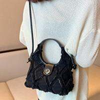 QianXing Shop Denim Crescent Bag New Tassel Handbag Messenger Bag