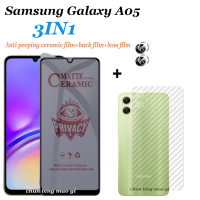 (3-In-1) เหมาะสำหรับ Samsung Galaxy กระจกเทมเปอร์ Samsung Galaxy A05ป้องกันการหลุดออก A55S ตัวป้องกัน AScreen + ฟิล์มเลนส์ + ฟิล์มด้านหลัง