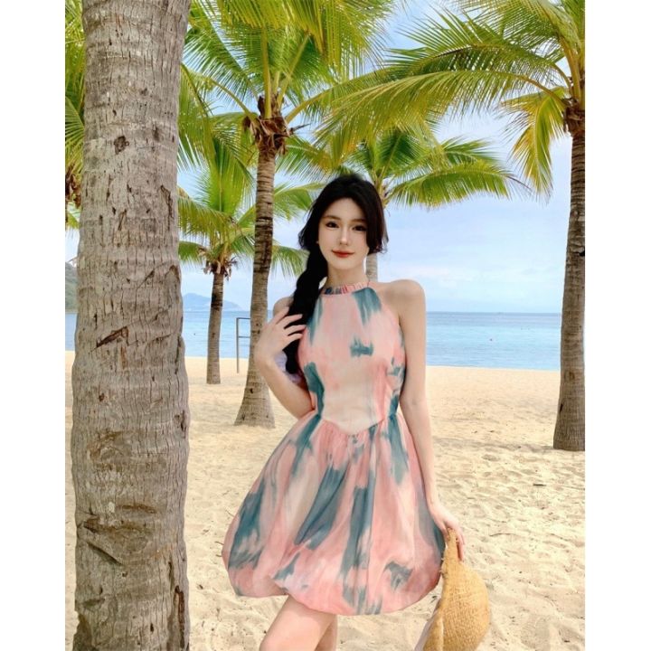 star-temperament-of-restoring-ancient-ways-with-new-french-painting-tie-dye-platycodon-grandiflorum-super-fairy-skirts-hanging-neck-strap-dress-female-in-love