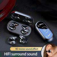 Bone Conduction Headphones Bluetooth 5.2 Wireless Open Ear Clip Headsets Waterproof Mini Sport Running Earring Earphone with Mic Power Points  Switche