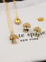 2023 Genuine  European and American new K family diamond inlaid creative romantic umbrella earrings blue water drop niche design clavicle chain