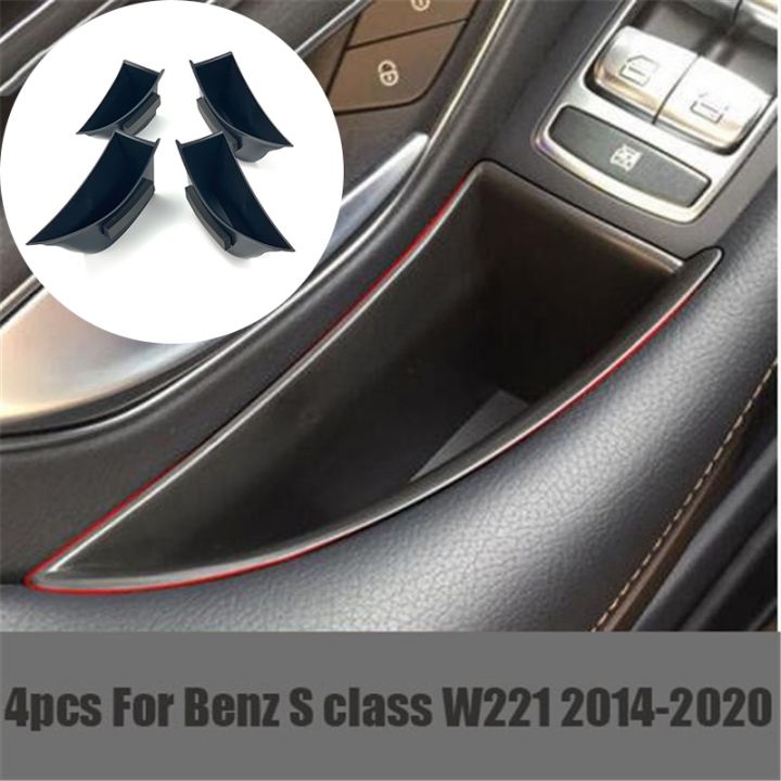 กระเป๋าพาเลทที่วางโทรศัพท์กล่องเก็บของที่จับประตูรถสำหรับ-w222-mercedes-benz-s-class-s350-s400-s500-2014-2020-lhd-4ชิ้น-เซ็ต