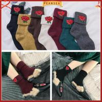 PEANSEA Soft Knit Women Rose Flower Stockings Wool Blend Socks Hosiery