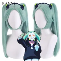 RANYU Cyberpunk Edgerunners Rebecca Wigs Synthetic Long Straight Green Anime Cosplay Hair Wig For Party