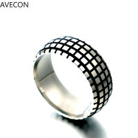 AVECON แหวนผู้ชายแฟชั่นที่สร้างสรรค์แหวนโบราณเหล็กแหวนไทเทเนียม8มม. ของผู้ชายเกาหลี