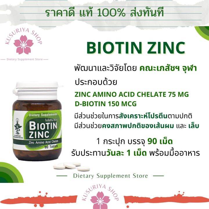 Biotin Zinc ไบโอติน ไบโอทิน ซิงก์ พัฒนาและวิจัยโดย คณะเภสัช จุฬา ส่วน